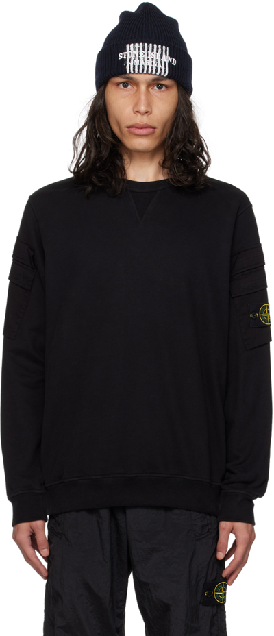 Shop Stone Island Black Garment-dyed Sweatshirt In V0029 Black