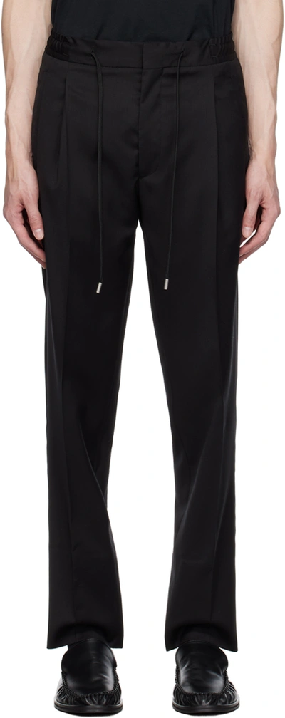 Shop Lardini Black Drawstring Trousers In 999 Black