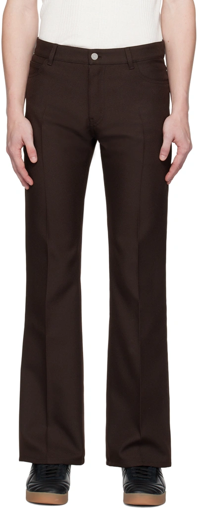 Shop Courrèges Brown Bootcut Trousers In Chocolate