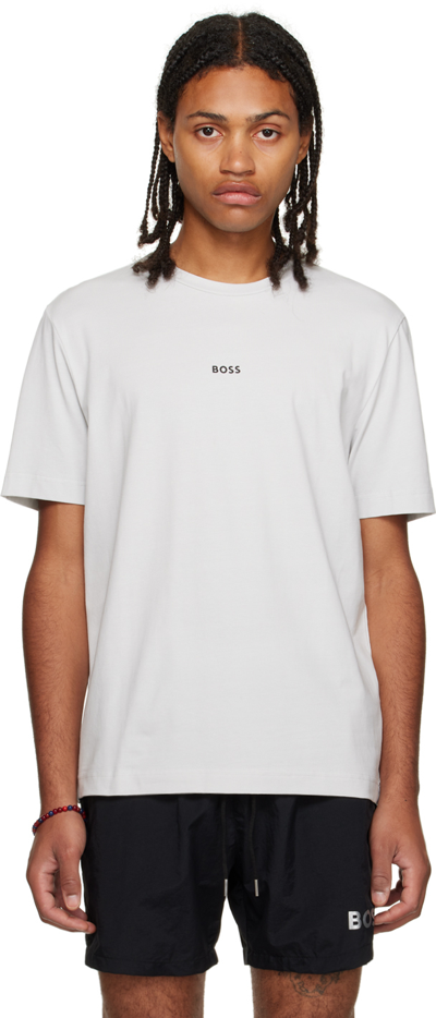 Shop Hugo Boss Gray Bonded T-shirt In Light/pastelgrey 057