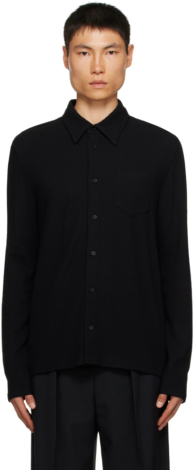 Shop Filippa K Black Spread Collar Shirt