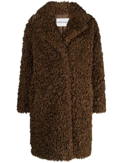 Shop Stand Studio Camille Faux-shearling Coat In Brown