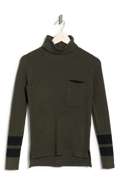 Shop Sweet Romeo Color Pop Turtleneck Sweater In Loden/ Black