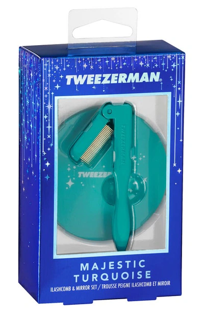 Tweezerman Majestic Turquoise Ilashcomb & Mirror Set In Majestic Turquoise