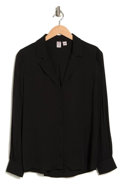 Shop Love By Design Lana Collar Button-up Blouse In Black