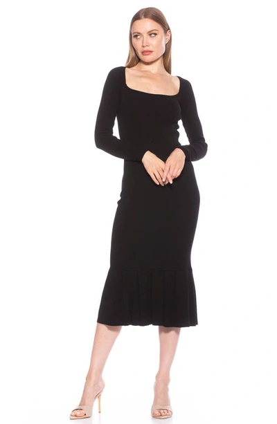 Shop Alexia Admor Reese Long Sleeve Knit Midi Sweater Dress In Black