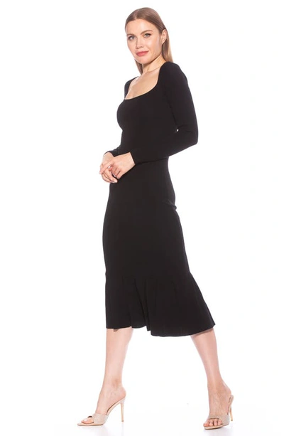 Shop Alexia Admor Reese Long Sleeve Knit Midi Sweater Dress In Black