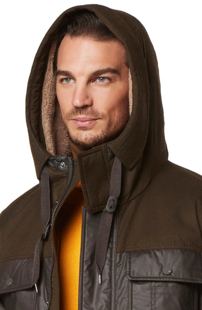 Andrew Marc Harrigan Mixed Media Puffer Jacket In Canteen