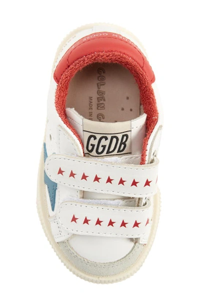 Shop Golden Goose May School Leather Sneaker In White/ Blue/ Red