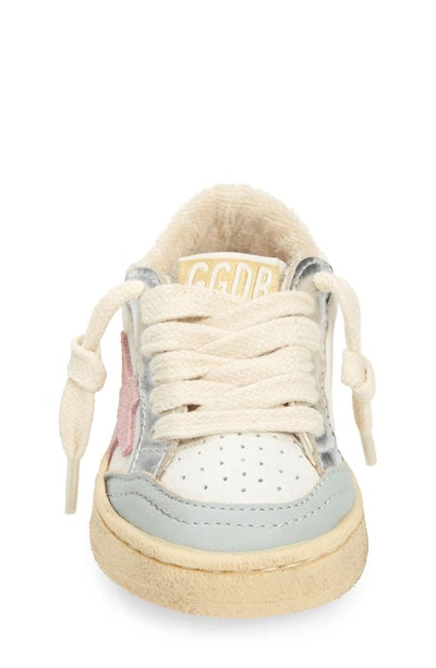 Shop Golden Goose Ball Star Lace-up Leather Sneaker In Grey/ White/ Pink
