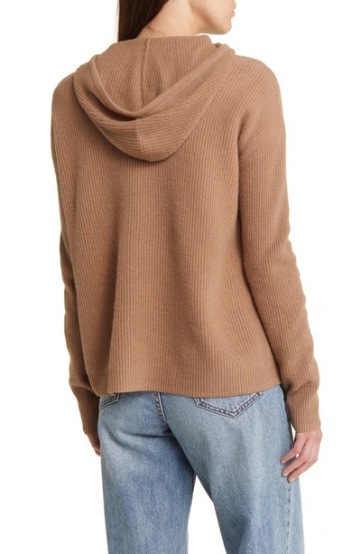 Nordstrom Wool Blend Zip Hoodie Cardigan In Tan Smoke