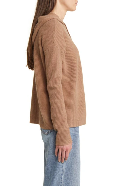 Nordstrom Wool Blend Zip Hoodie Cardigan In Tan Smoke
