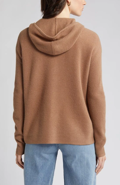 Nordstrom Wool Blend Zip Hoodie Cardigan In Tan Smoke