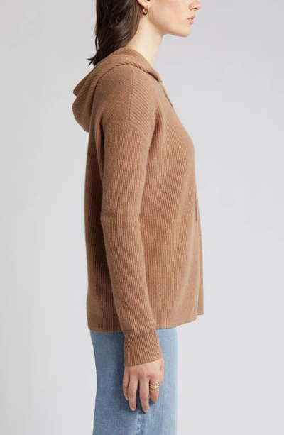 Nordstrom Wool Blend Zip Hoodie Cardigan In Tan Smoke