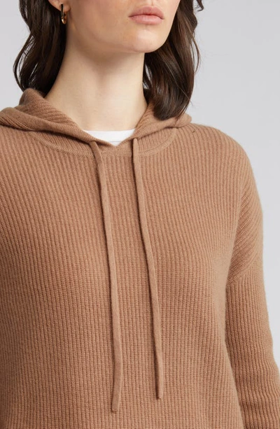 Nordstrom Wool Blend Zip Hoodie Cardigan In Tan Smoke