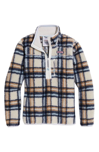 Shop Vineyard Vines Plaid Faux Shearling Half-zip Pullover In Plaid Marshmallow