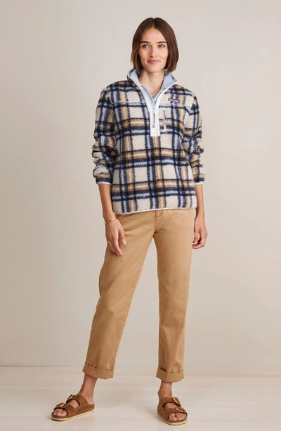 Shop Vineyard Vines Plaid Faux Shearling Half-zip Pullover In Plaid Marshmallow