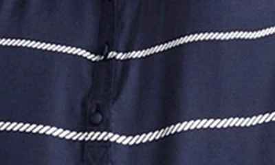 Shop Vineyard Vines Ruffle Collar Silk Blend Popover Top In Rope Stripe - Navy