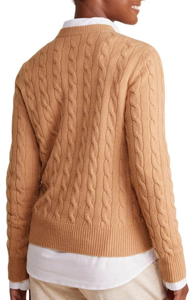 Shop Vineyard Vines Cable Stitch Cashmere Sweater In Camel Heather