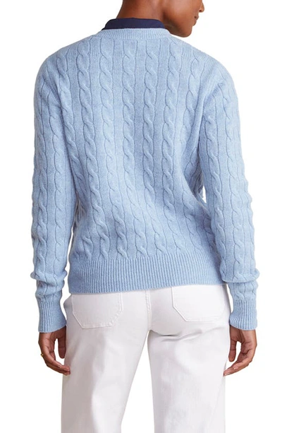 Shop Vineyard Vines Cable Stitch Cashmere Sweater In Jake Blue