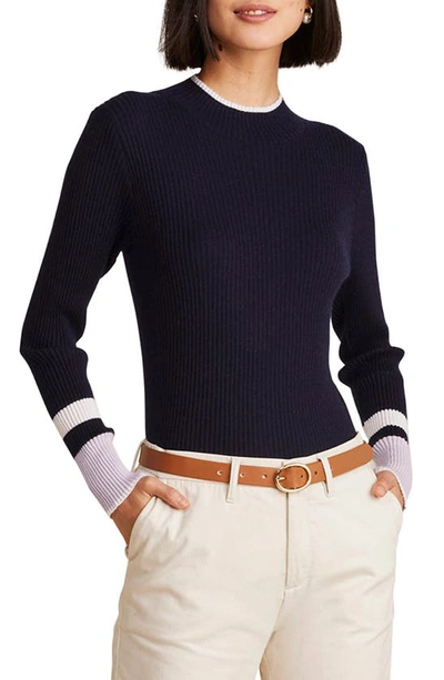 Shop Vineyard Vines Mock Neck Rib Cashmere Sweater In Nautical Navy
