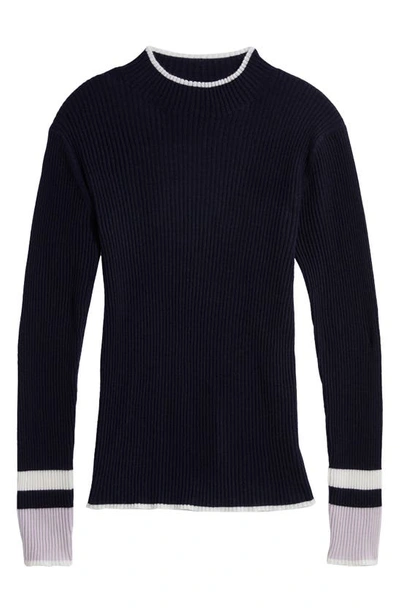 Shop Vineyard Vines Mock Neck Rib Cashmere Sweater In Nautical Navy
