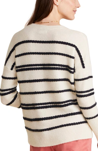 Shop Vineyard Vines Rope Stripe Crewneck Sweater In Marshmallow