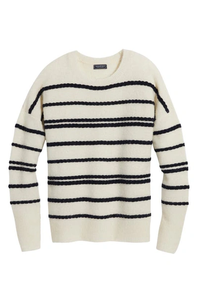 Shop Vineyard Vines Rope Stripe Crewneck Sweater In Marshmallow