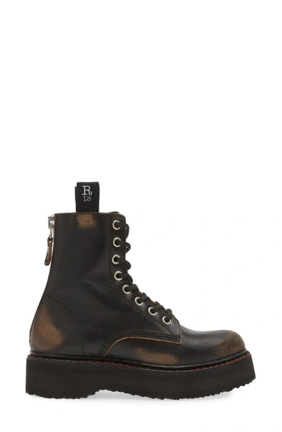 Shop R13 Platform Combat Boot In Black