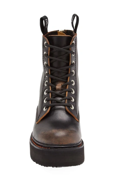 R13 Double Stacked Lace Up Boots In Black