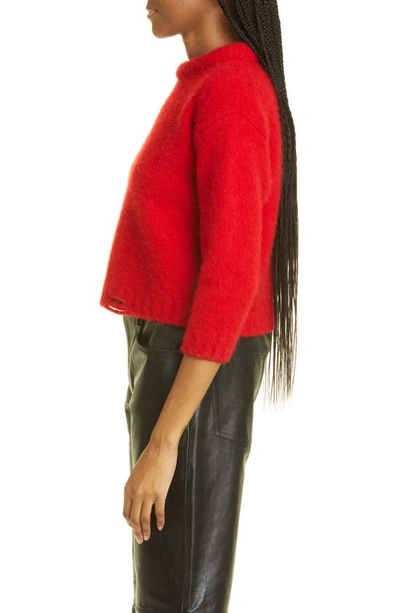 Shop R13 Shrunken Distressed Cashmere Sweater In Red Cashmere