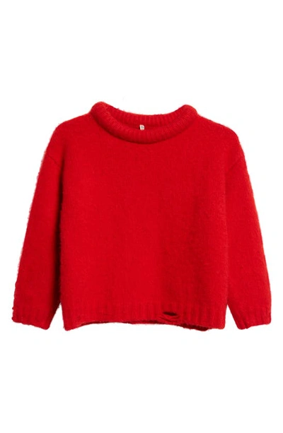 Shop R13 Shrunken Distressed Cashmere Sweater In Red Cashmere