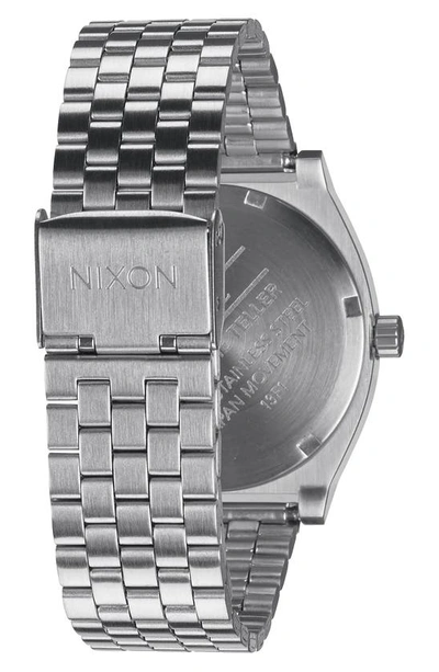 Shop Nixon The Time Teller Bracelet Watch, 37mm In Silver / Turquoise