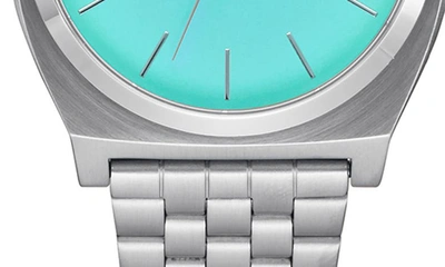 Shop Nixon The Time Teller Bracelet Watch, 37mm In Silver / Turquoise