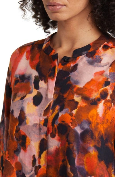 Shop Masai Copenhagen Geam Abstract Print Long Sleeve Shirtdress In Spicy Orange