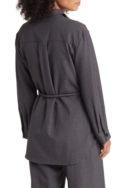 Shop Masai Copenhagen Idune Long Sleeve Belted Tunic Top In Dark Grey Melange