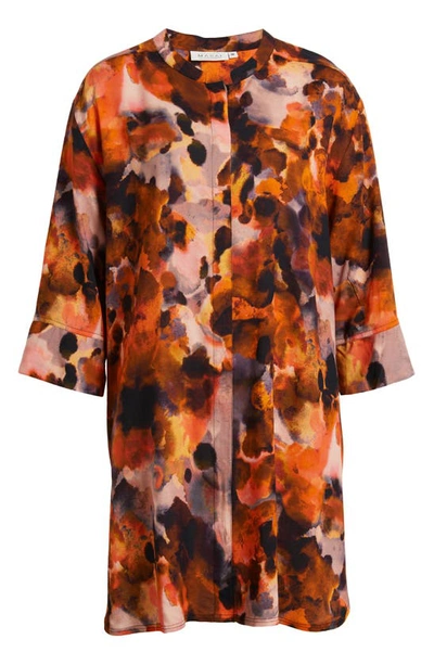 Shop Masai Copenhagen Geam Abstract Print Long Sleeve Shirtdress In Spicy Orange