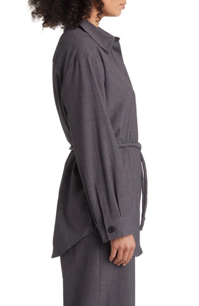 Shop Masai Copenhagen Idune Long Sleeve Belted Tunic Top In Dark Grey Melange