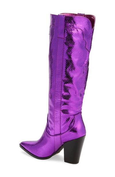 Billini Francoise Pointed Toe Knee High Boot In Purple Metallic