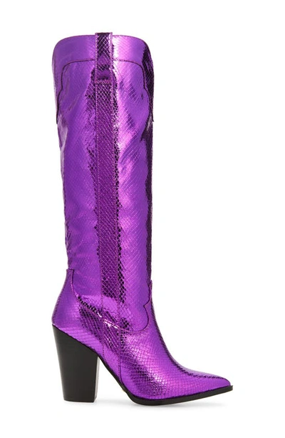 Billini Francoise Pointed Toe Knee High Boot In Purple Metallic