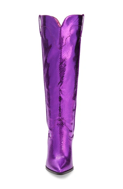 Billini Francoise Pointed Toe Knee High Boot In Purple Metallic