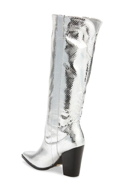 Shop Billini Francoise Pointed Toe Knee High Boot In Silver Scale