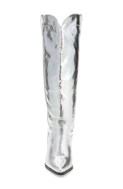 Shop Billini Francoise Pointed Toe Knee High Boot In Silver Scale