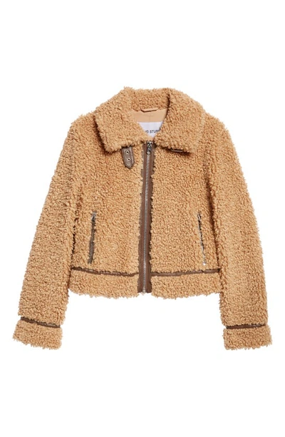 Shop Stand Studio Audrey Faux Shearling Jacket In Nougat/ Ebony Brown