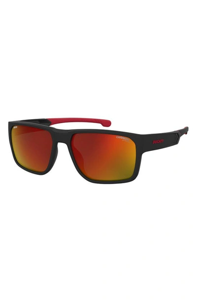 Shop Carrera Eyewear X Ducati 59mm Rectangular Sunglasses In Black Red/ Red Multilayer
