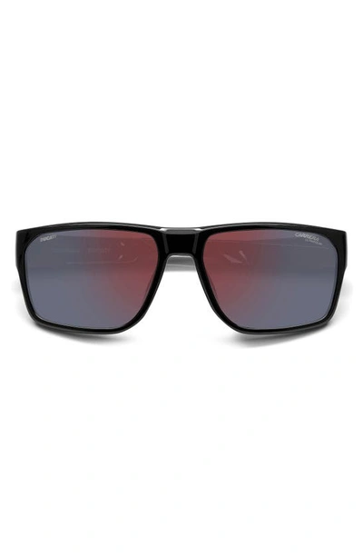 Shop Carrera Eyewear X Ducati 59mm Rectangular Sunglasses In Black/ Red Mirror Polar