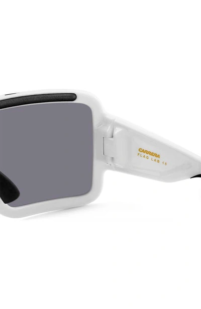 Shop Carrera Eyewear Flaglab 15 99mm Shield Sunglasses In White/ Silver Mirror