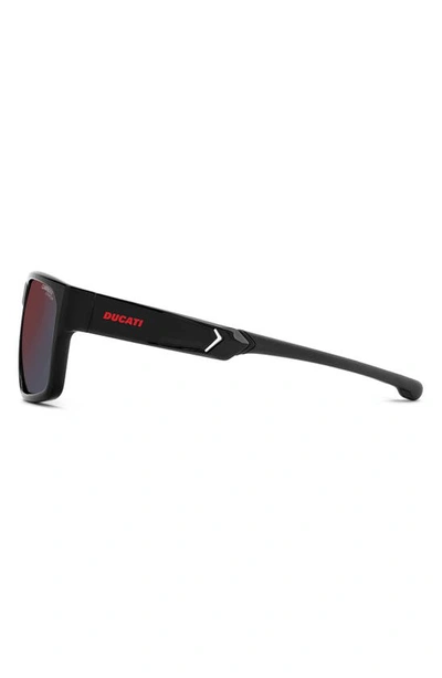 Shop Carrera Eyewear X Ducati 59mm Rectangular Sunglasses In Black/ Red Mirror Polar