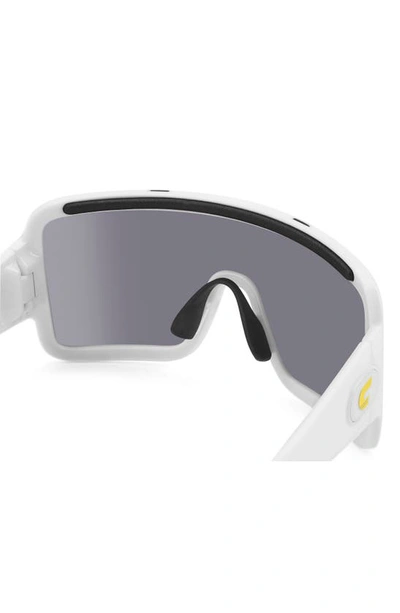 Shop Carrera Eyewear Flaglab 15 99mm Shield Sunglasses In White/ Silver Mirror