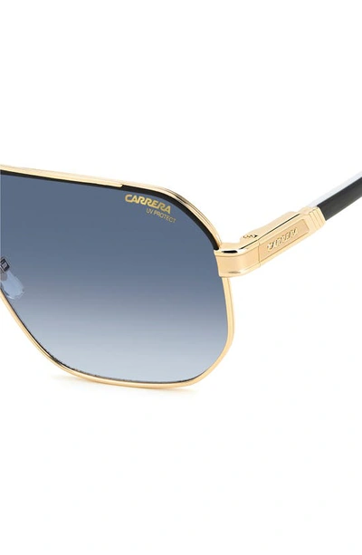 Shop Carrera Eyewear 62mm Oversize Navigator Sunglasses In Black Gold/ Blue Shaded